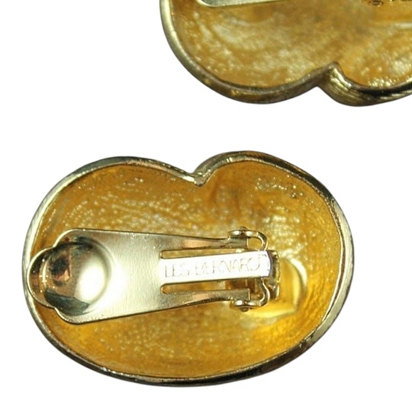 Reclaimed 18K Gold Plated Retro Seashell Clip-on Earrings 1970 Les Bernard - Picture 3 of 4